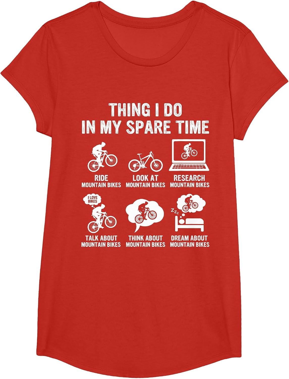 Mountain Biker Things I Do in My Spare Time Mountain Bike T-Shirt - Girls Red