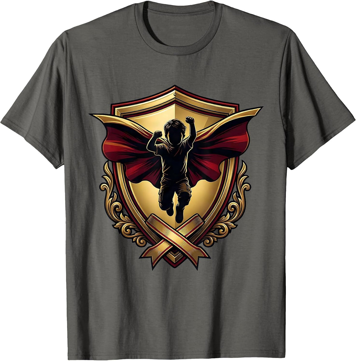 Men's Down Syndrome Awareness Superhero Child Cape T-Shirt - Asphalt Grey