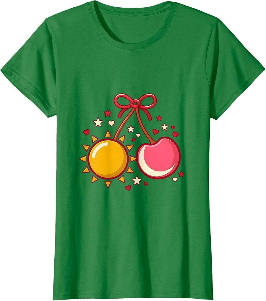 Women's 21st Birthday Celestial Sun Moon Fusion Design T-Shirt - Kelly Green