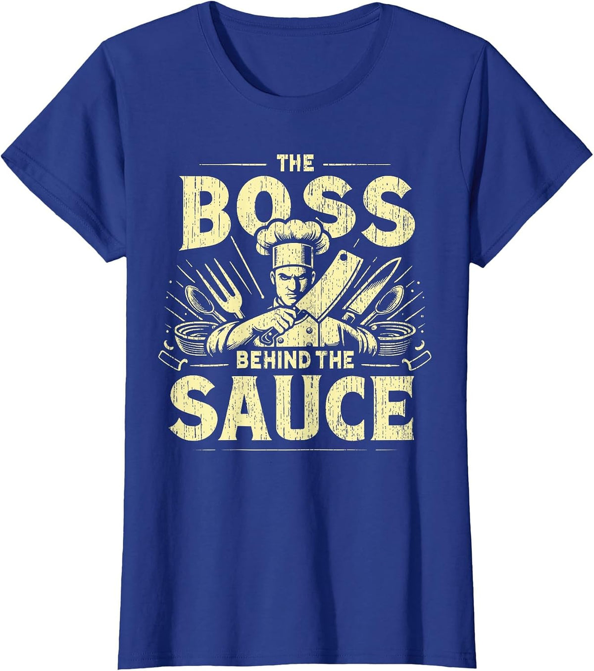 The Boss Behind the Sauce Chef T-Shirt - Royal Blue