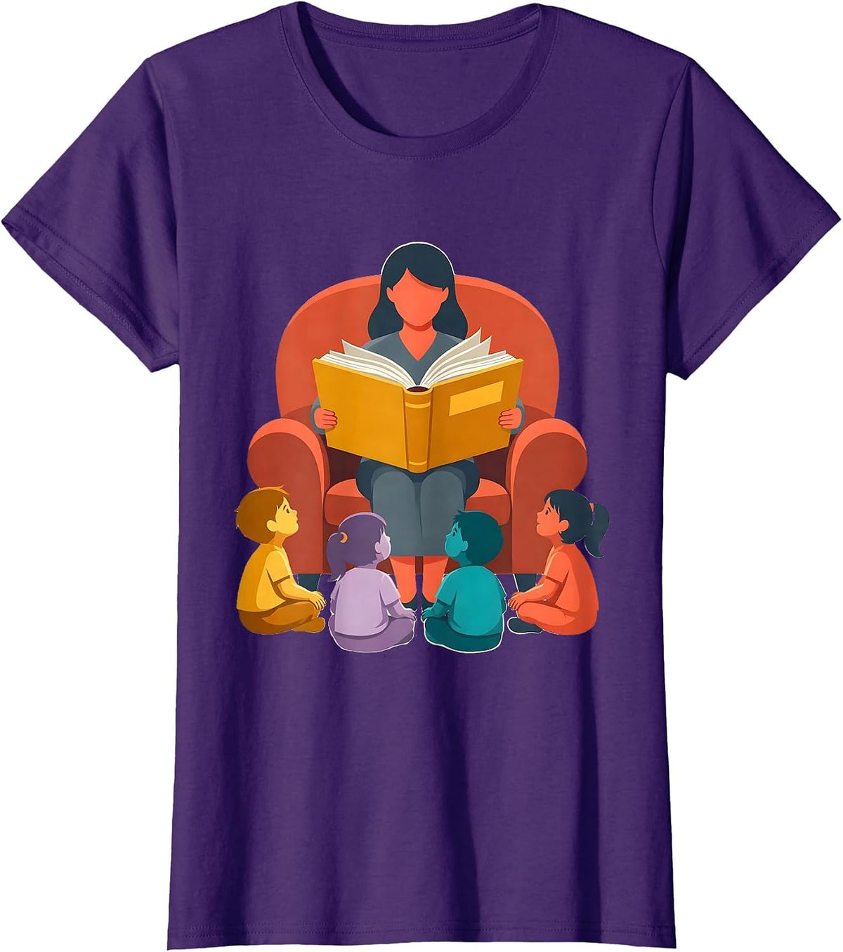 Women's PreK Teacher Reading Storybook to Children Gift T-Shirt - Purple