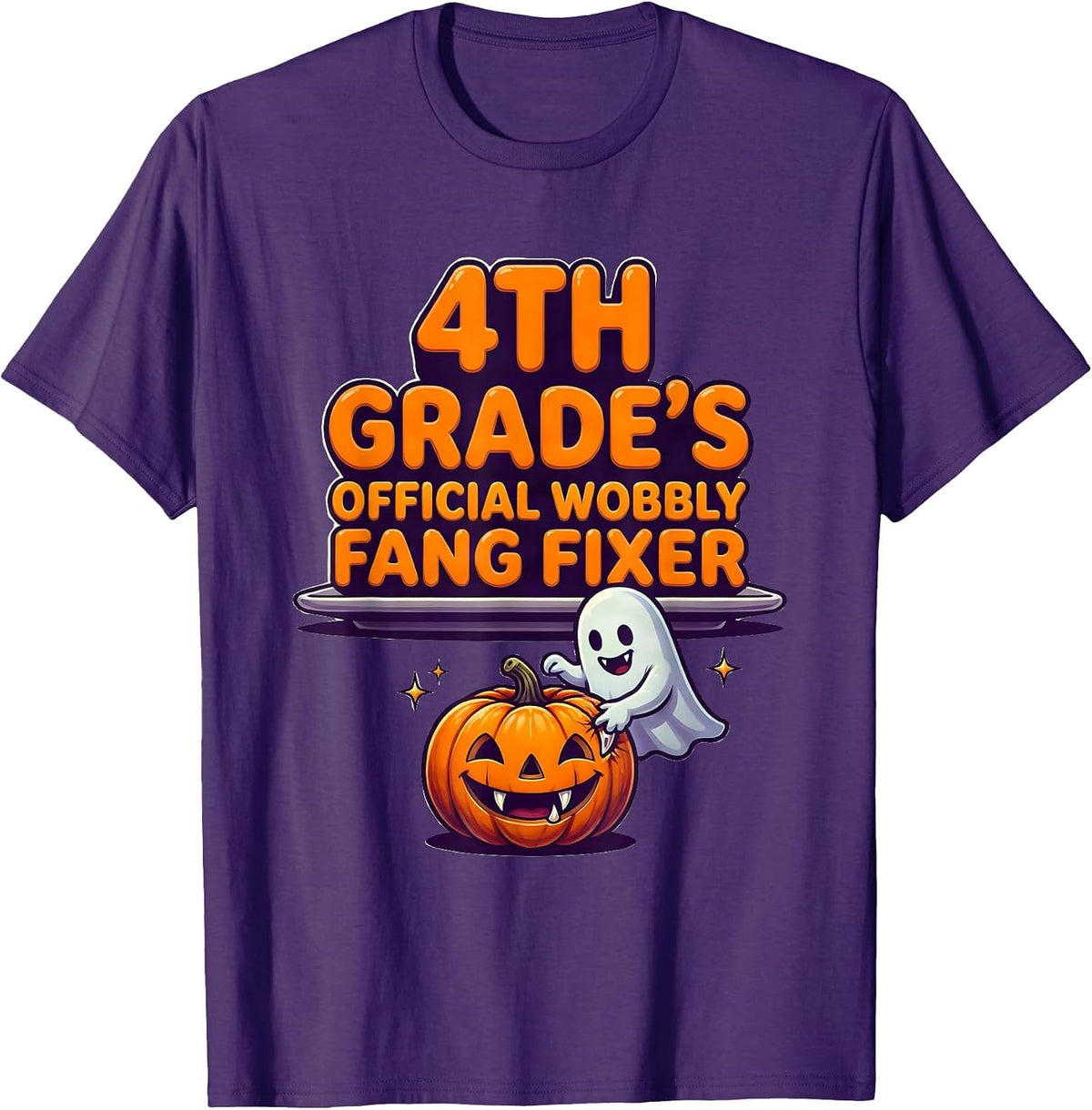 4th Grade's Official Wobbly Fang Fixer Playful Halloween T-Shirt - Purple