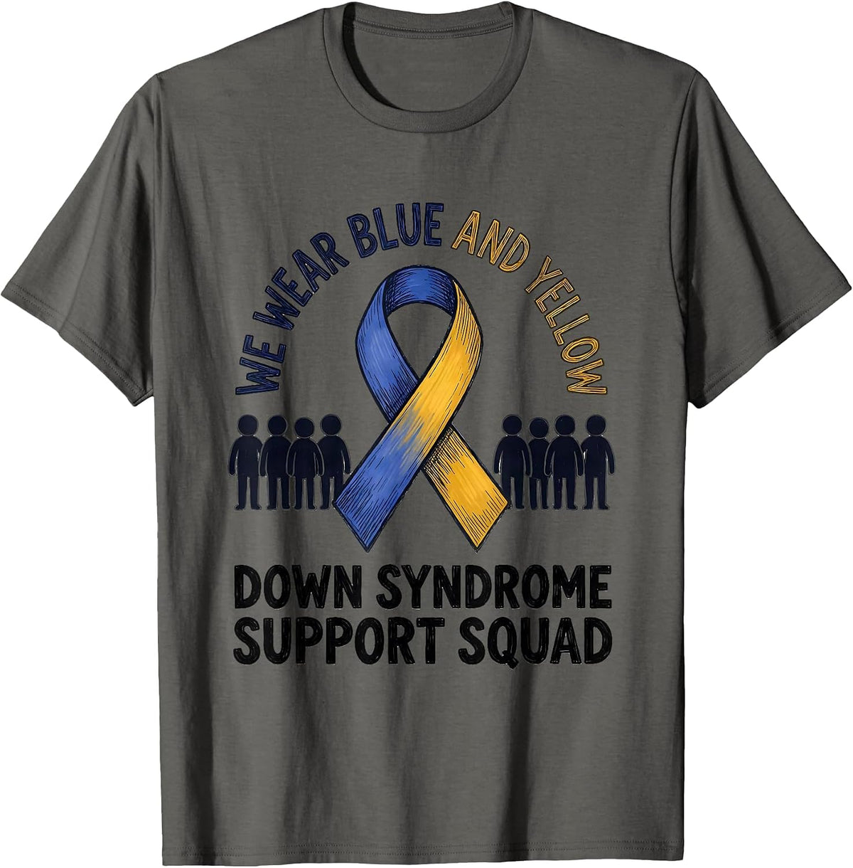 Men's We Wear Blue and Yellow — Down Syndrome Support Squad T-Shirt - Asphalt Grey