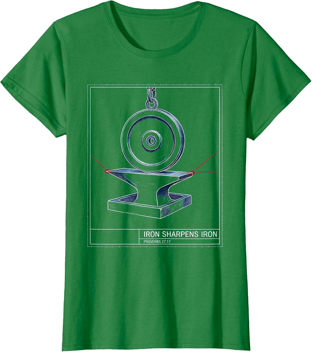 Iron Sharpens Iron Proverbs 27:17 Christian Men Faith Gym T-Shirt - Kelly Green