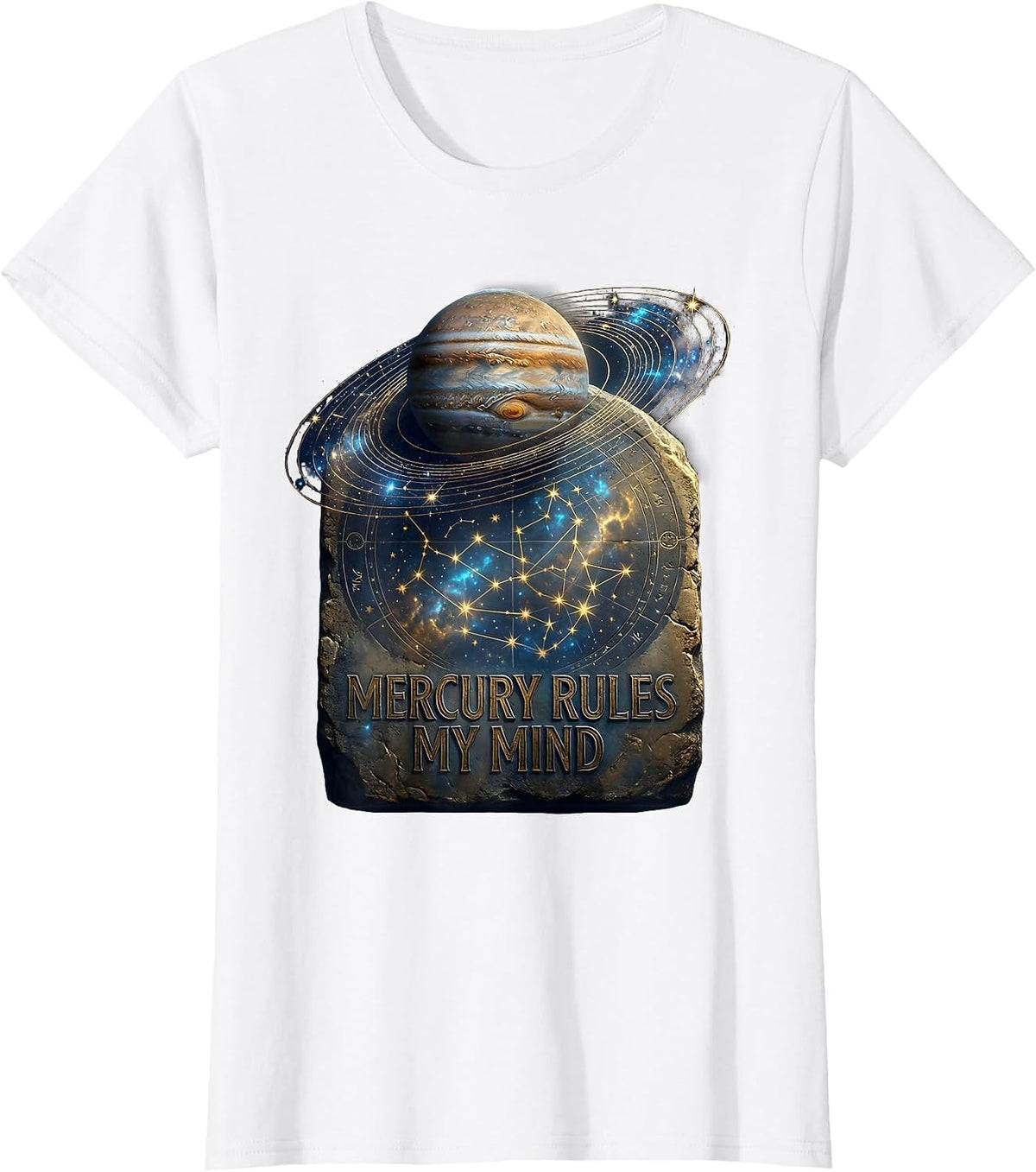 Mercury Rules My Mind Virgo Astrology Design T-Shirt - White