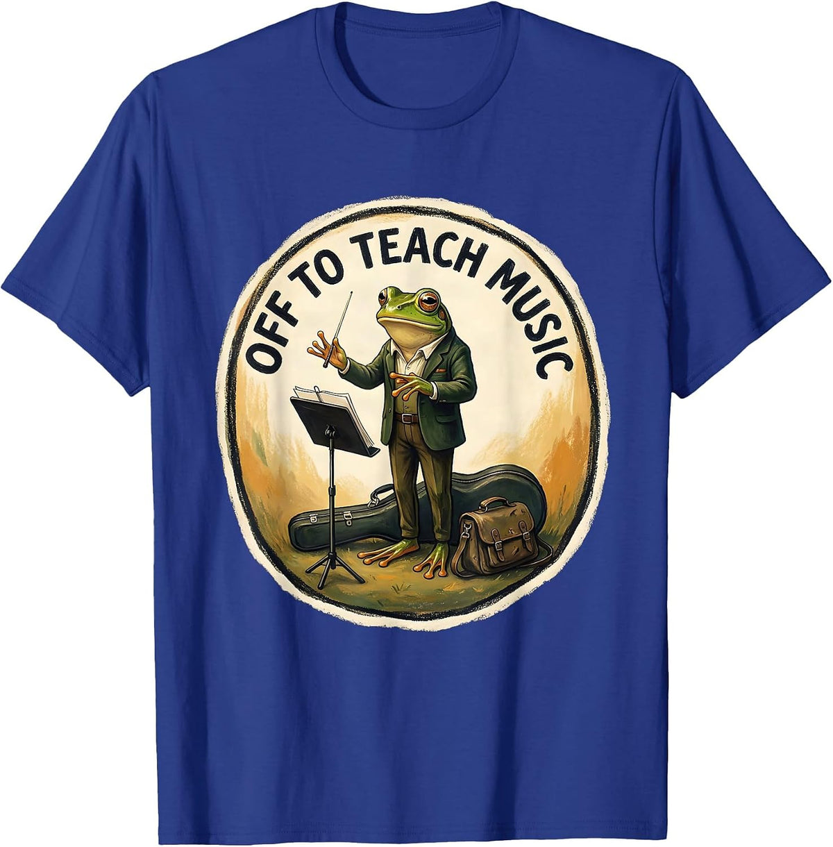 Off To Teach Music Funny Frog Music Teacher Back To School T-Shirt - Royal Blue