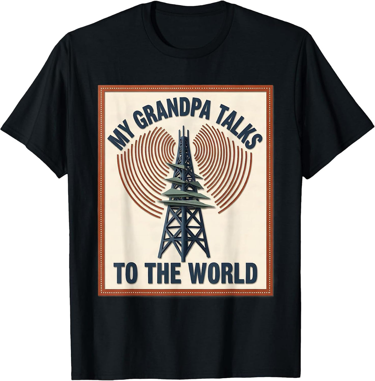Men's My Grandpa Talks To The World Funny Ham Radio Operator Nerdy T-Shirt - Black