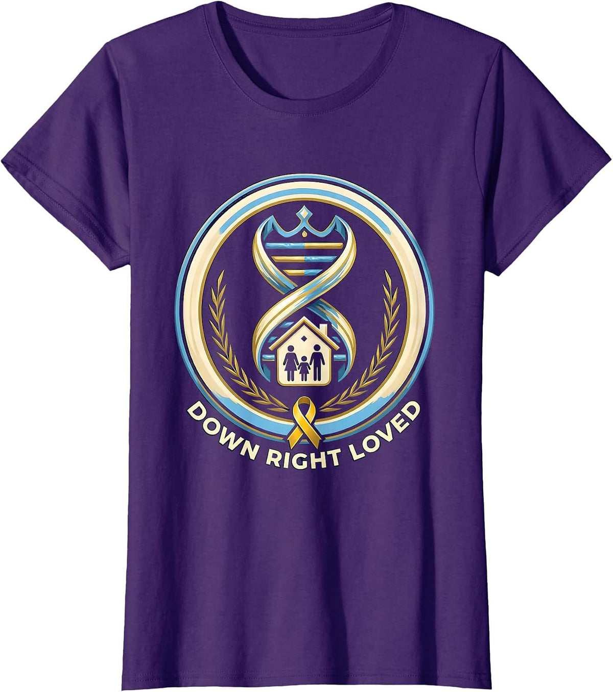 Women's Down Right Loved Inspirational Down Syndrome Awareness T-Shirt - Purple
