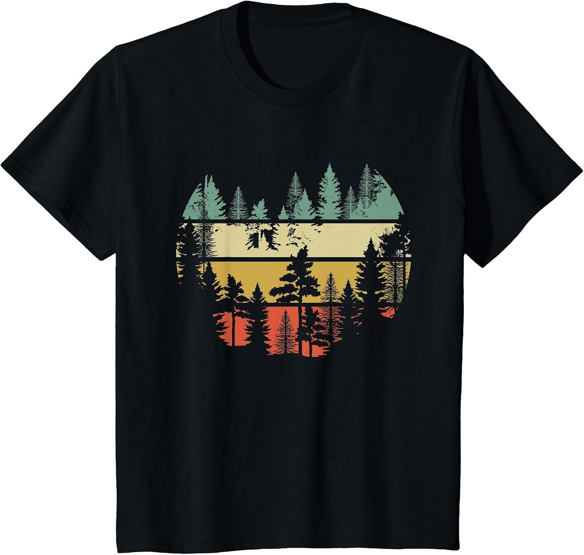 Trees Outdoors Nature Wildlife Retro Forest T-Shirt - Black