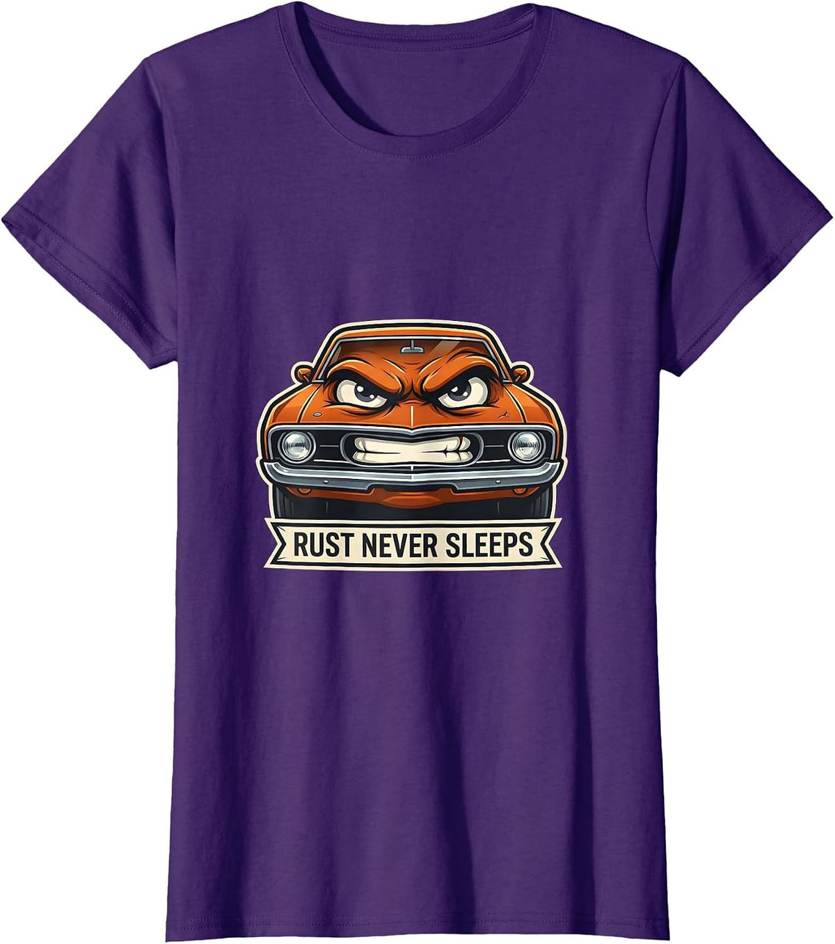Women's Rust Never Sleeps Classic Car Enthusiast Design T-Shirt - Purple