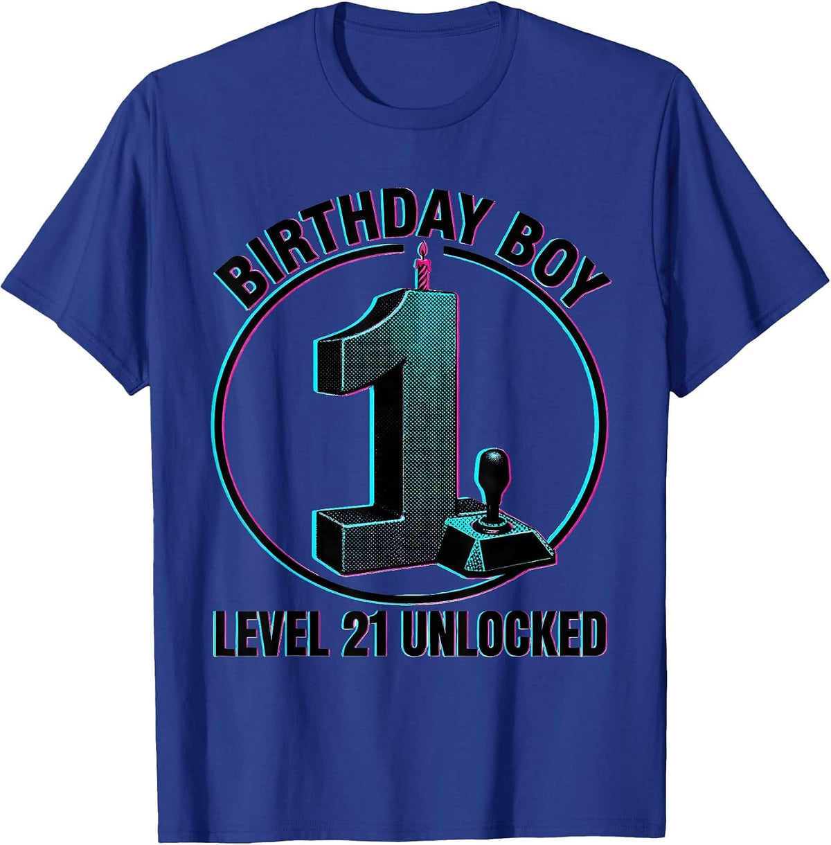 Birthday Boy Level 21 Unlocked Gamer Boy Birthday Gift T-Shirt - Royal Blue