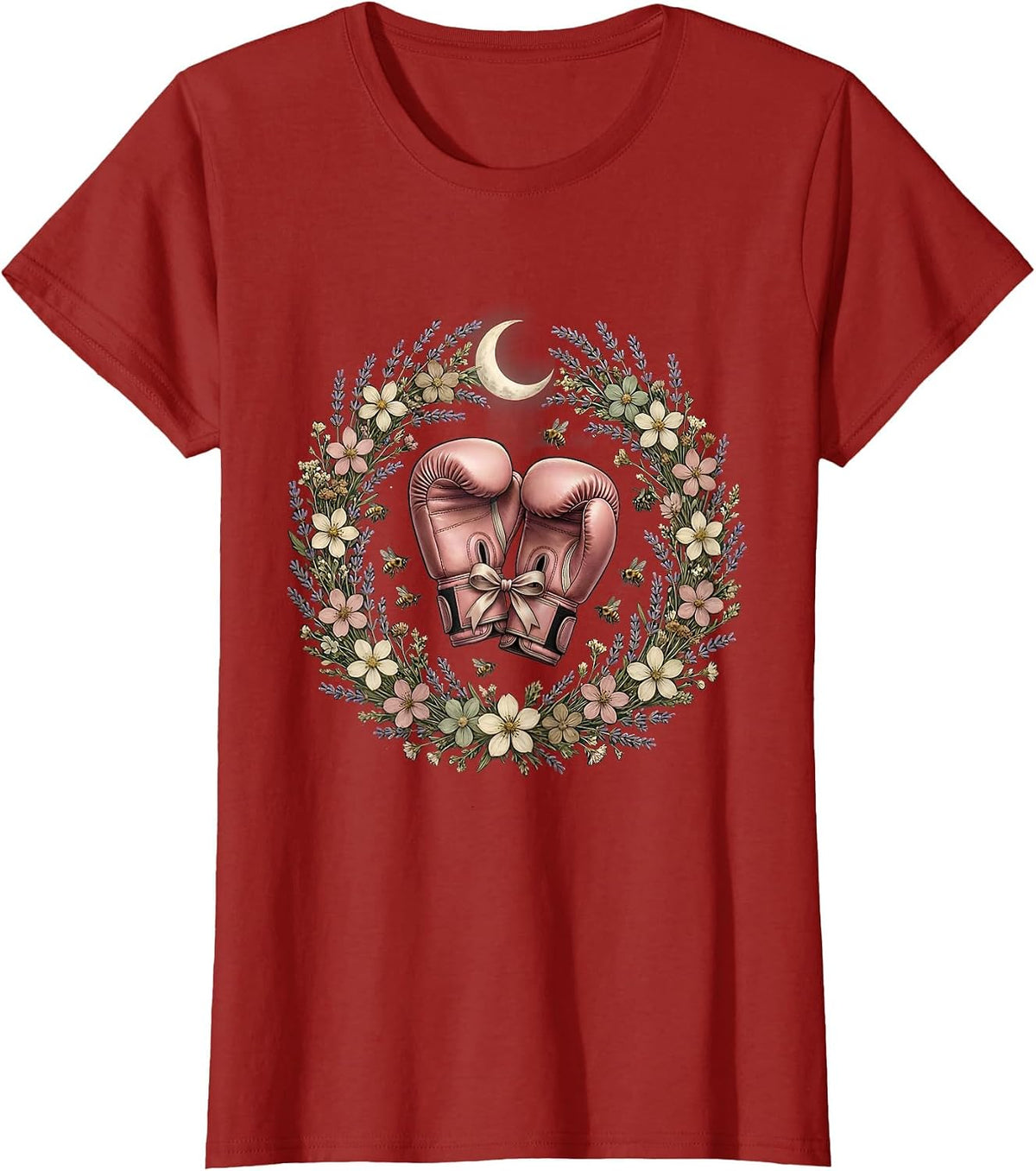 Women's Pink Boxing Gloves Breast Cancer Awareness Graphic T-Shirt - Cranberry Red