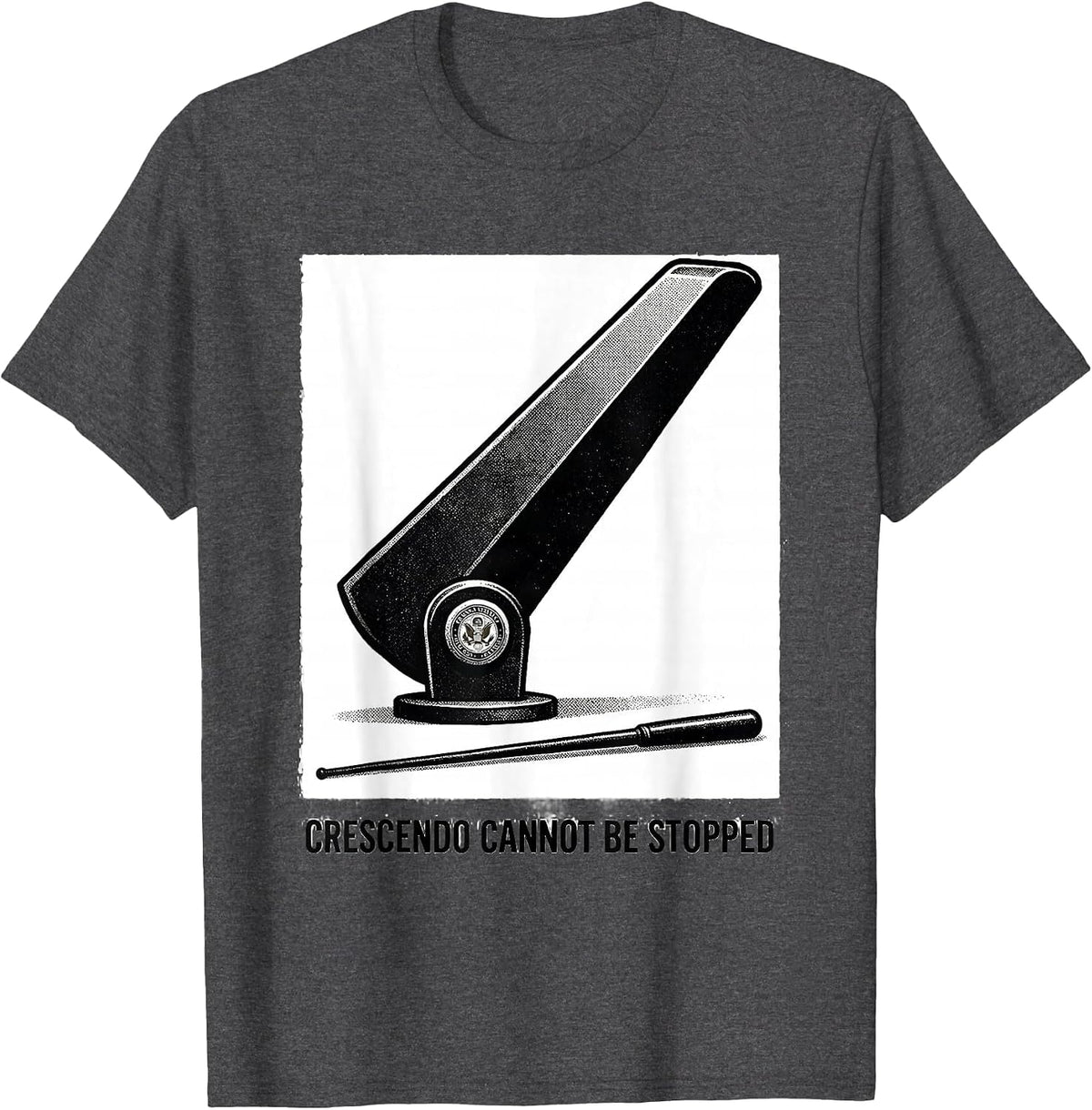 Men's Crescendo Cannot Be Stopped Funny Music Teacher Gift T-Shirt - Dark Heather Grey