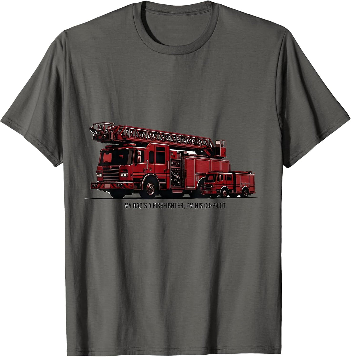 My Dad's A Firefighter, I'm His Co-Pilot Toddler T-Shirt - Asphalt Grey