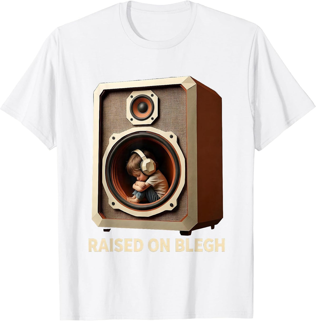 Men's Raised On Blegh Funny Heavy Metal Metalhead Humor T-Shirt - White