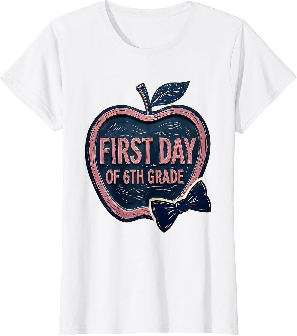 Women's First Day Of 6th Grade Coquette Bow Back To School Girly T-Shirt - White
