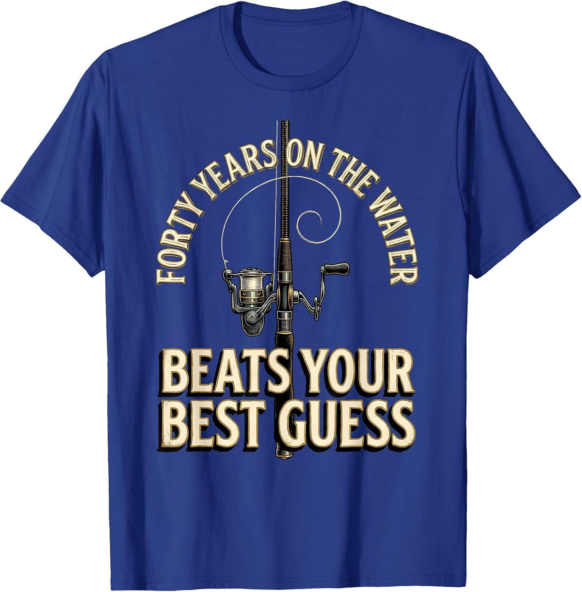 Men's Forty Years On The Water Beats Your Best Guess Biker T-Shirt - Royal Blue