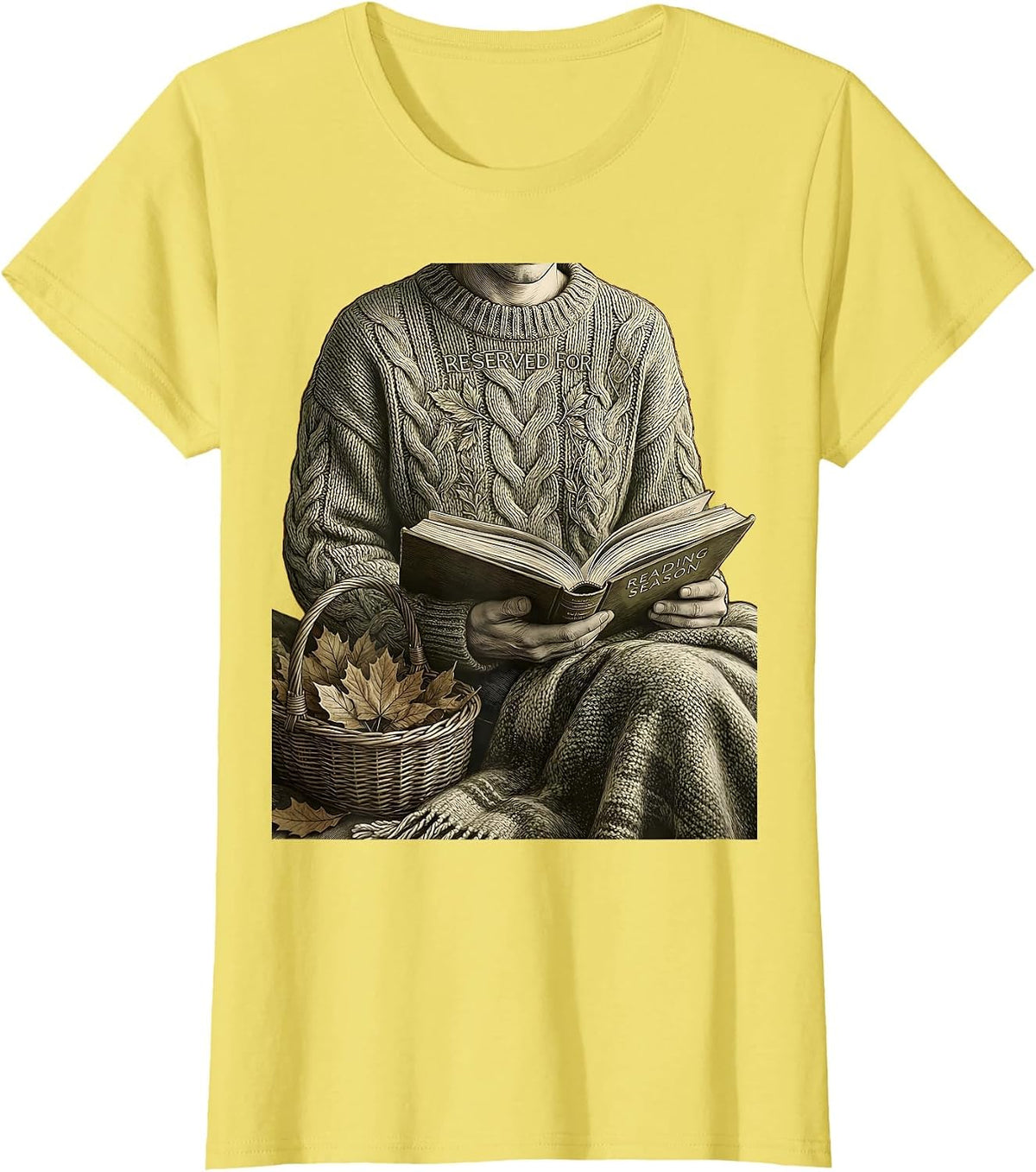 Reserved For Reading Season Cozy Autumn Book Lovers Teacher T-Shirt - Lemon Yellow