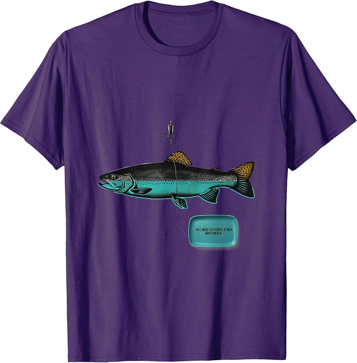 I Will Make You Fishers Of Men · Matthew 4:19 Christian T-Shirt - Purple