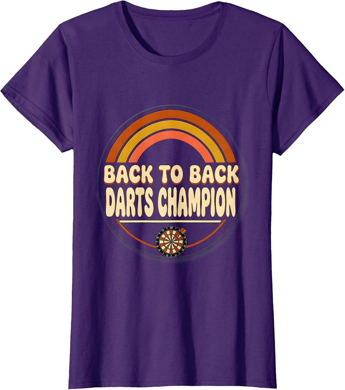 Women's Back To Back Darts Champion Retro 70s Sports Fan Souvenir T-Shirt - Purple