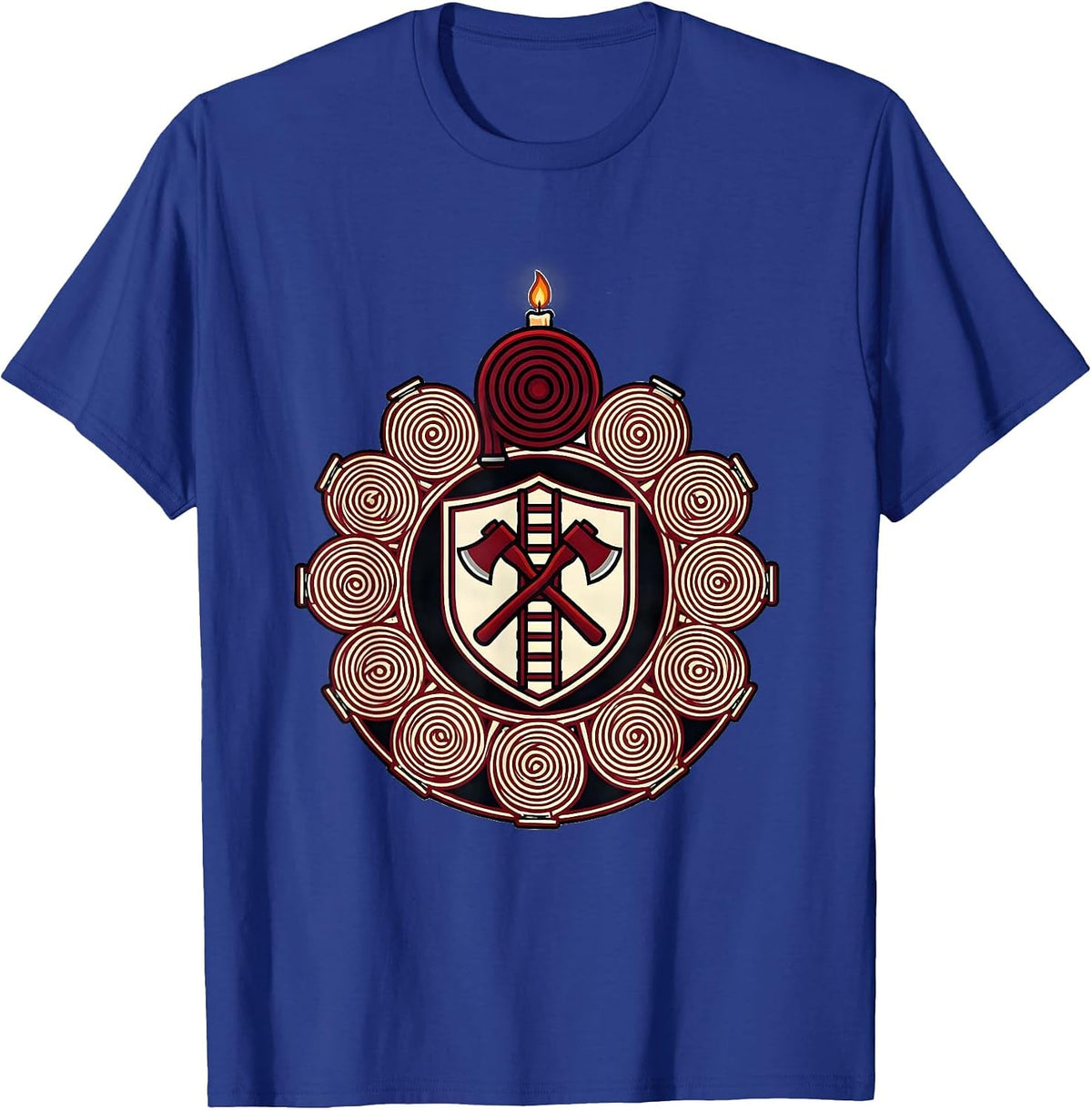 Fire Truck Birthday Boy Firefighter Family Party Crest T-Shirt - Royal Blue