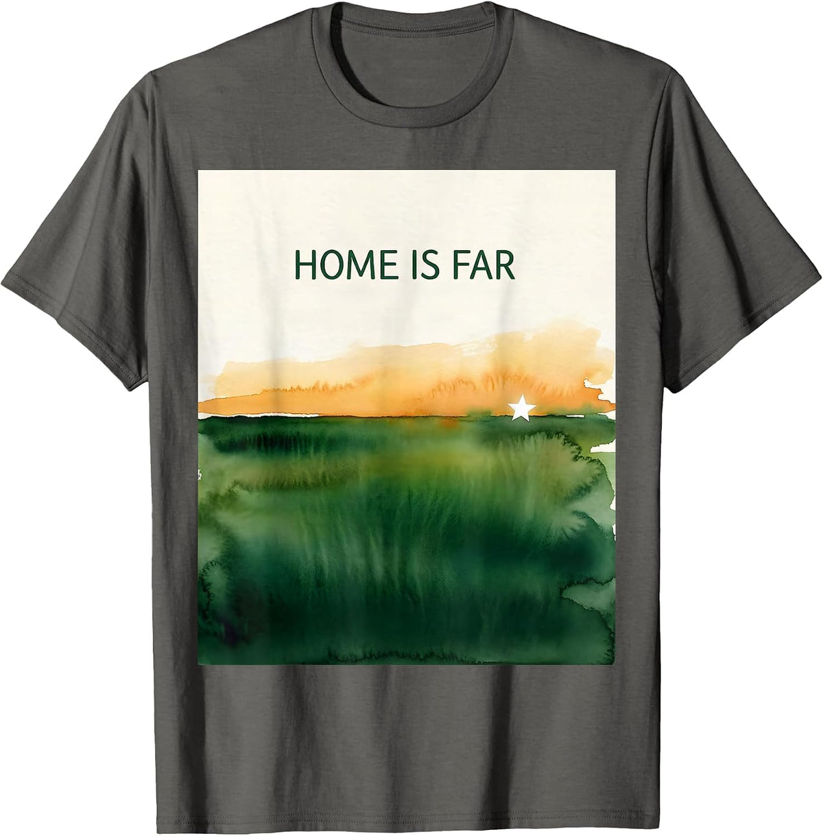 Home Is Far Watercolor Indian Pakistani Independence Day T-Shirt - Asphalt Grey