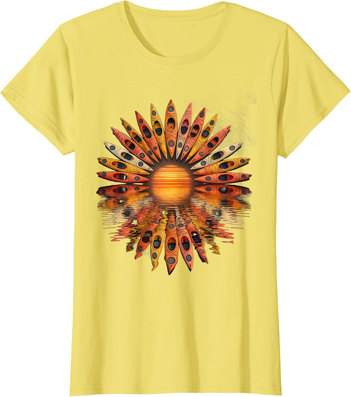 Girls Weekend Kayak Lake Graphic Tee T-Shirt - Lemon Yellow