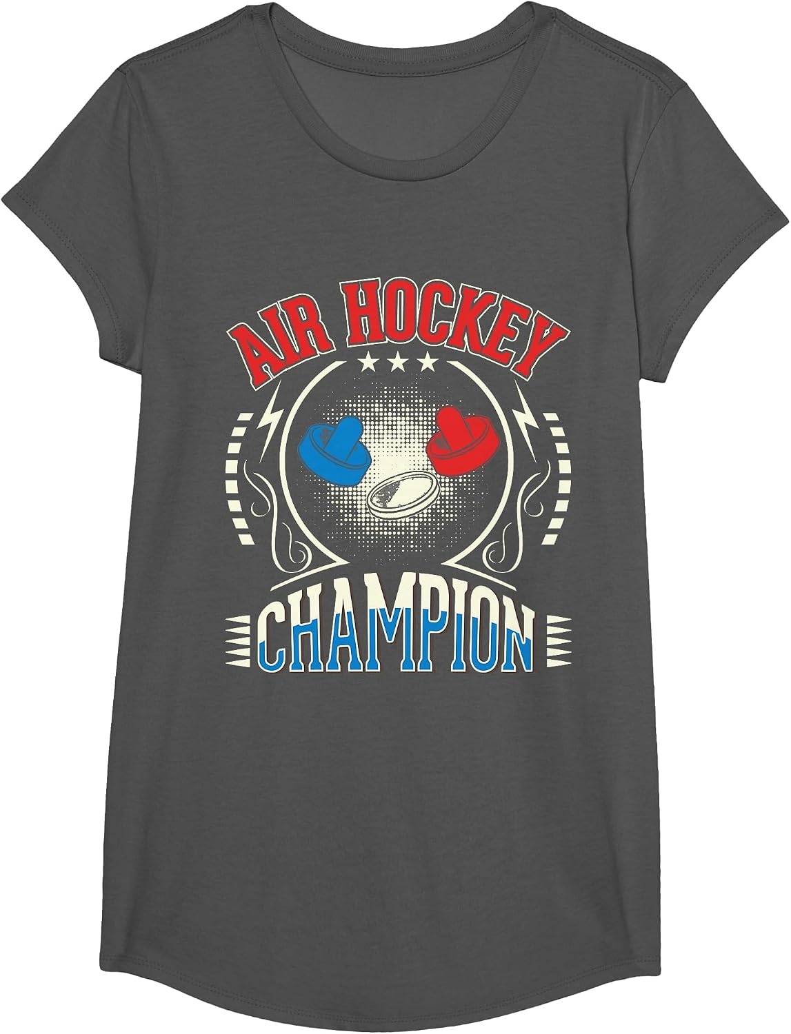 Air Hockey Champion T-Shirt - Girls Asphalt Grey