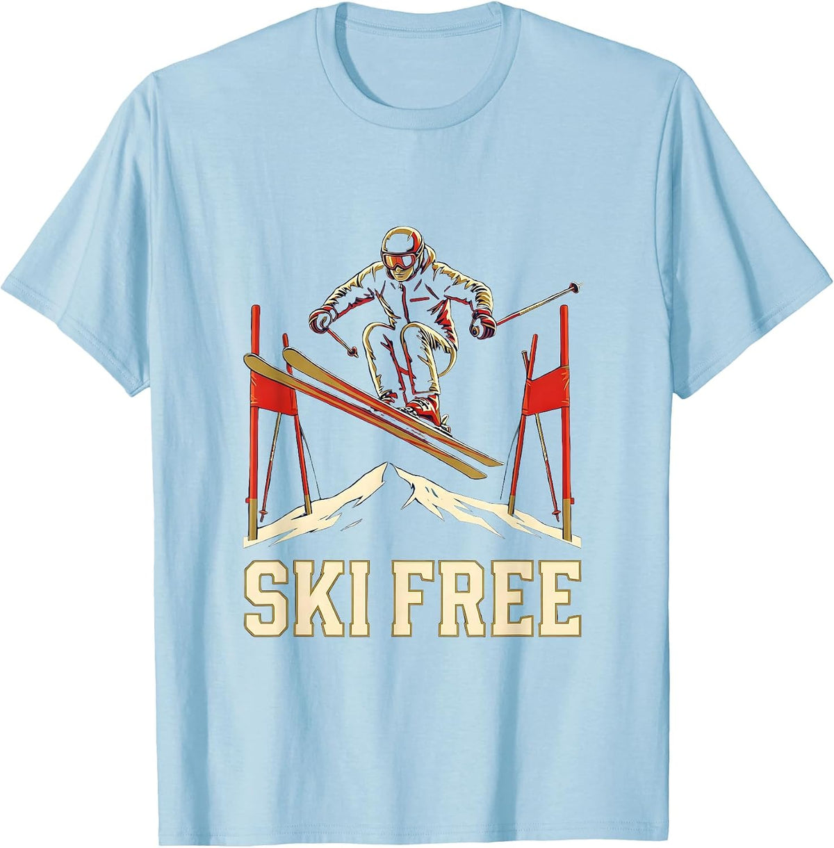 Men's Ski Free Sports Skiing Gift For Skiers Slalom T-Shirt - Baby Blue