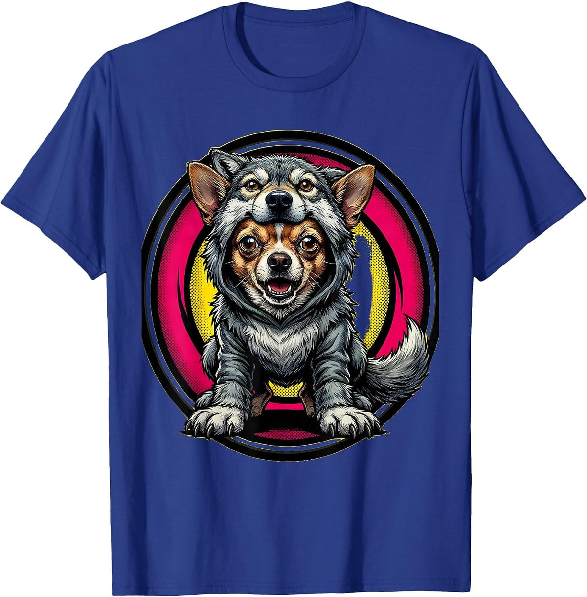 Chihuahua Dressed as Giant Wolf Funny Dog T-Shirt - Royal Blue