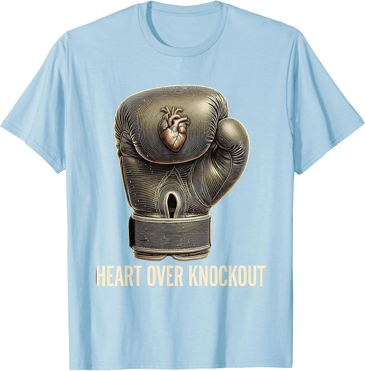 Men's Heart Over Knockout Boxing Graphic Design T-Shirt - Baby Blue