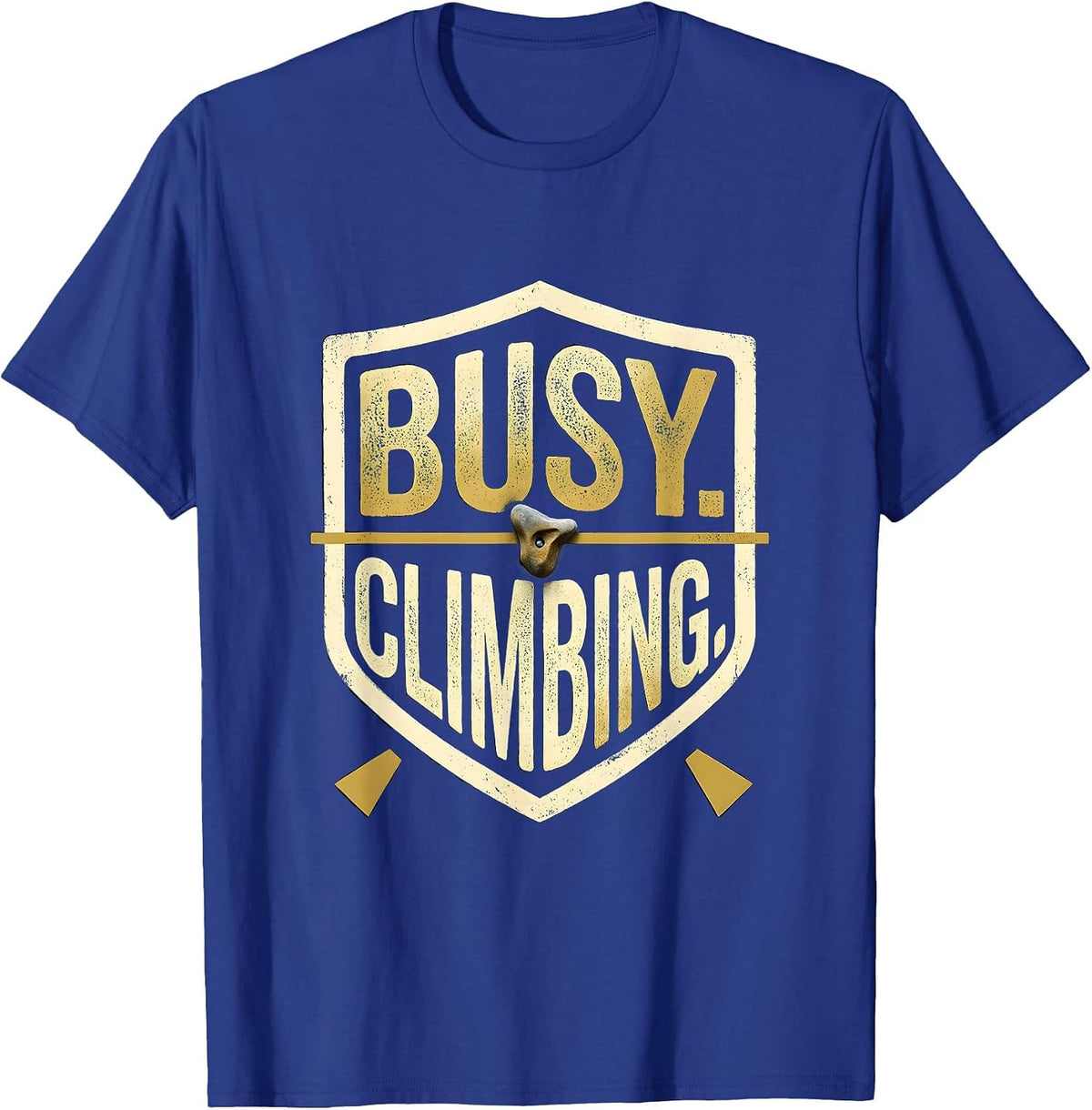 Men's Busy Climbing Emblem Rock Climber Bouldering Humor T-Shirt - Royal Blue