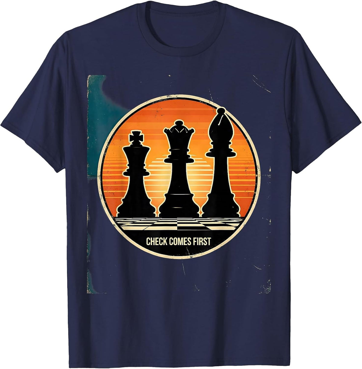 Check Comes First Funny Chess Player Gift Chess Lover Humor T-Shirt - Navy Blue