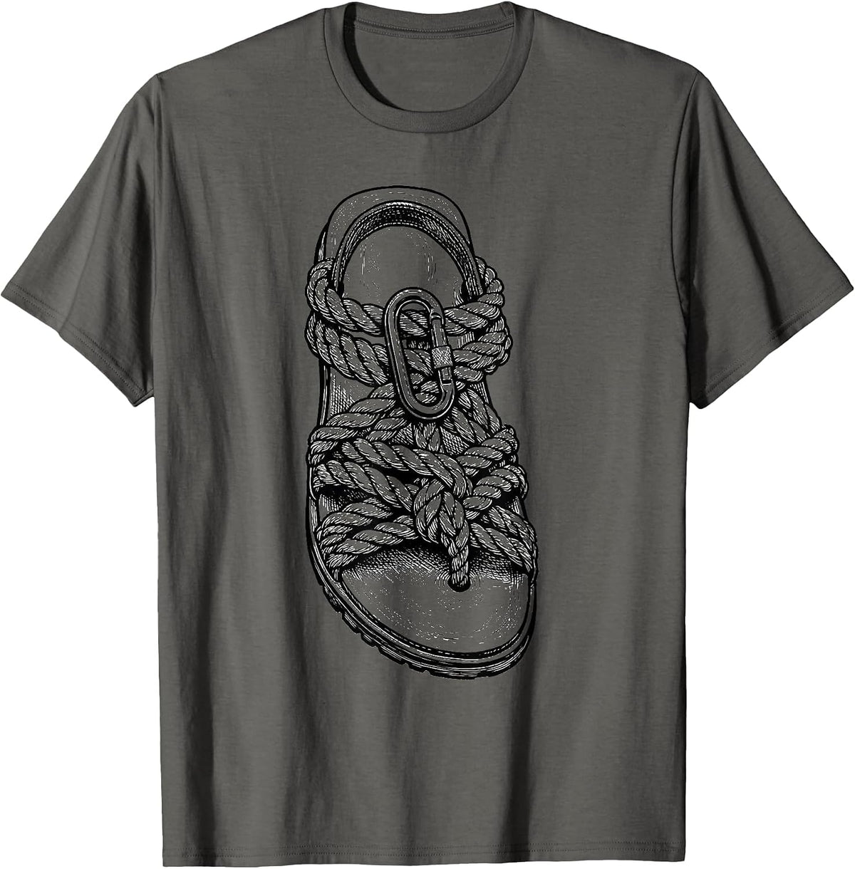 Men's Outdoor Adventure Sandal Climbing Rope Carabiner T-Shirt - Asphalt Grey