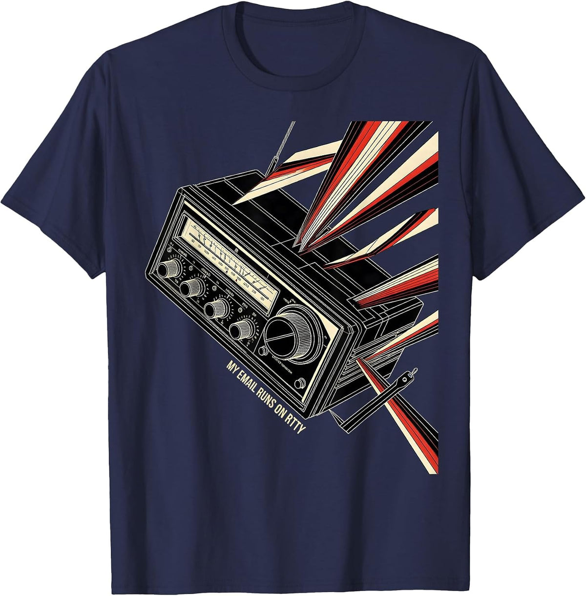 Men's My Email Runs On RTTY Funny Ham Radio Operator Hobbyist T-Shirt - Navy Blue