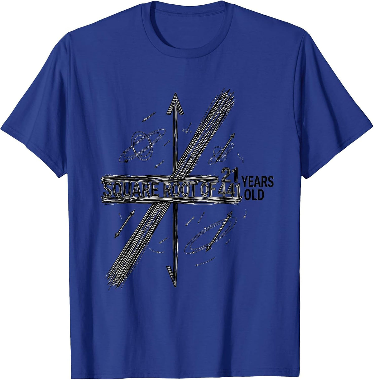 Square Root Of 441 21 Years Old Math Birthday Joke T-Shirt - Royal Blue
