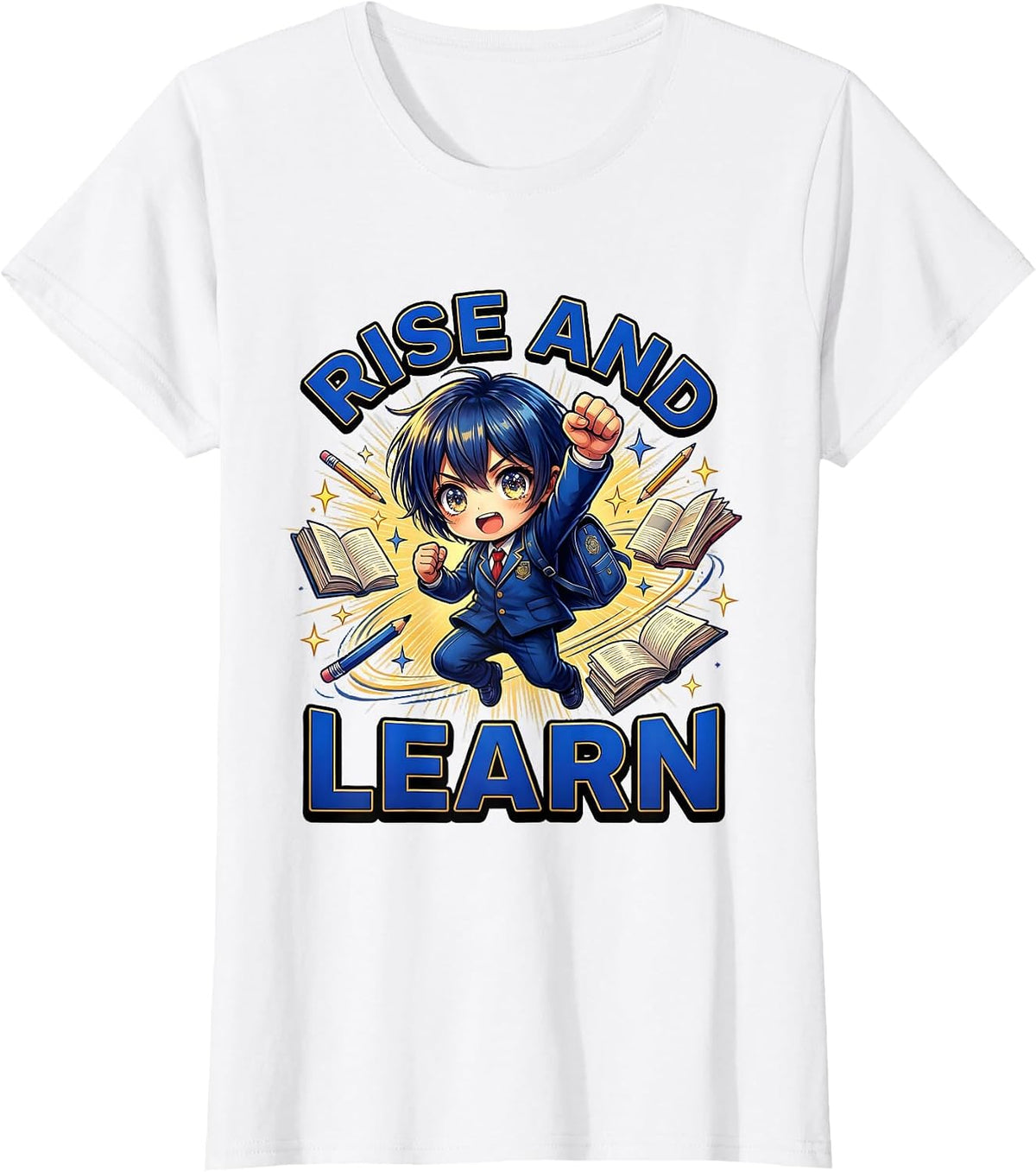 Rise and Learn Welcome Back to School Design T-Shirt - White