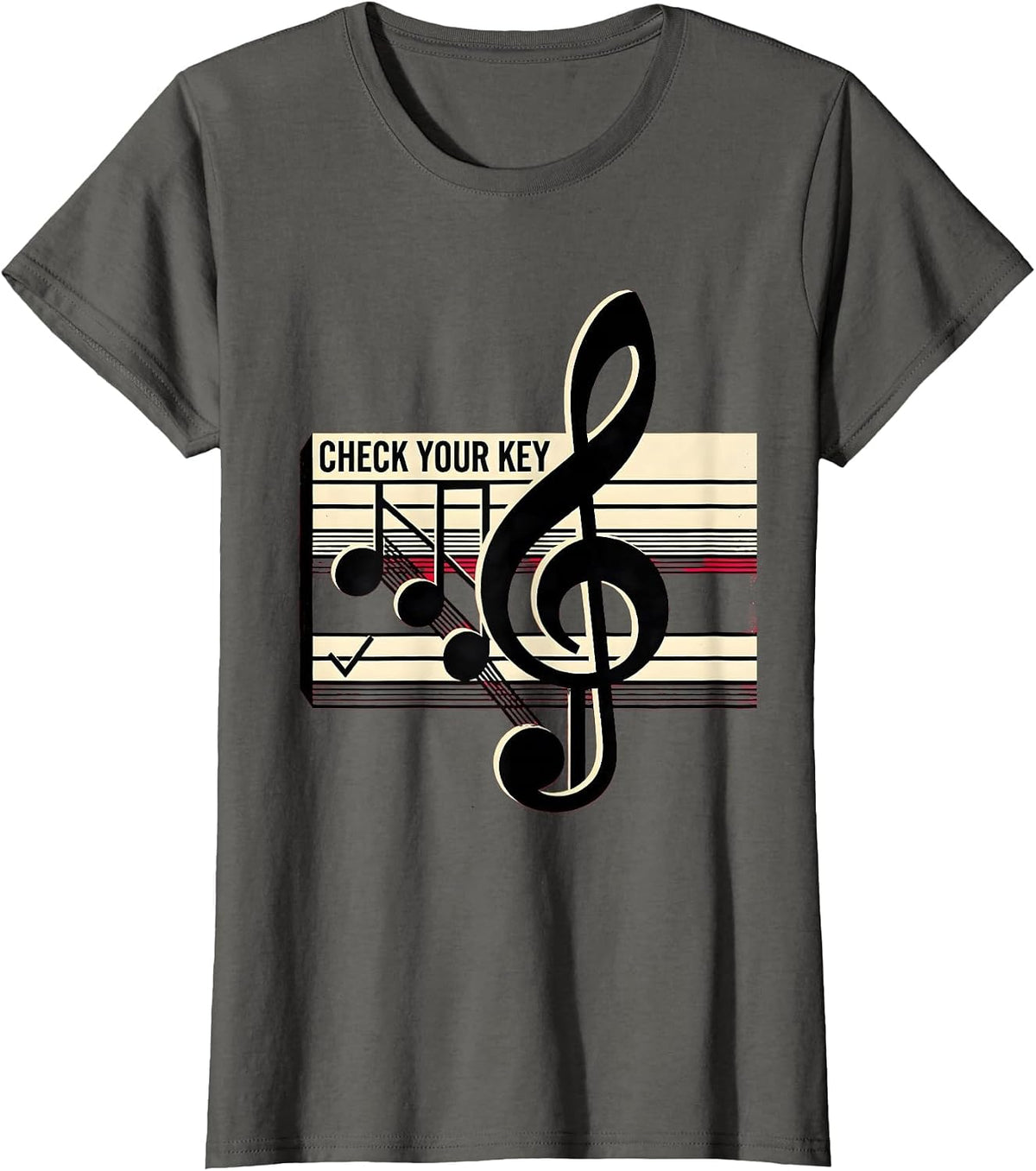 Women's Check Your Key Funny Music Teacher Gift Idea T-Shirt - Asphalt Grey