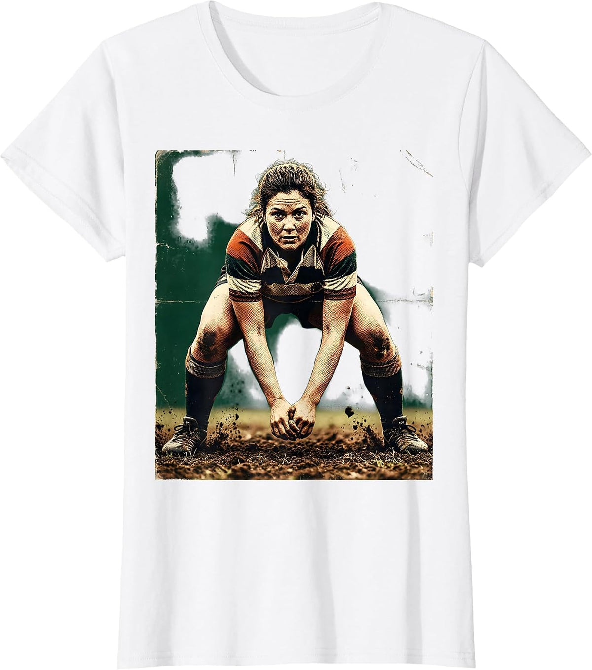 Rugby Scrum Formation Graphic Tee T-Shirt - White