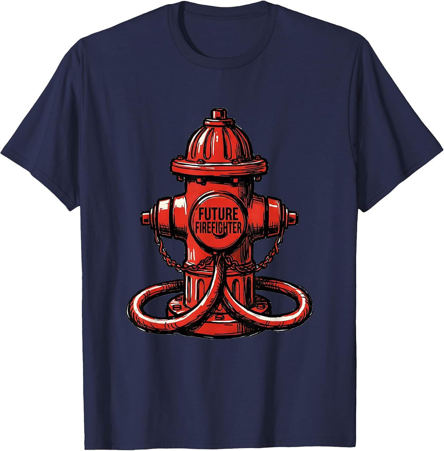 Future Firefighter Cute Toddler Fire Truck Birthday Boy T-Shirt - Navy Blue