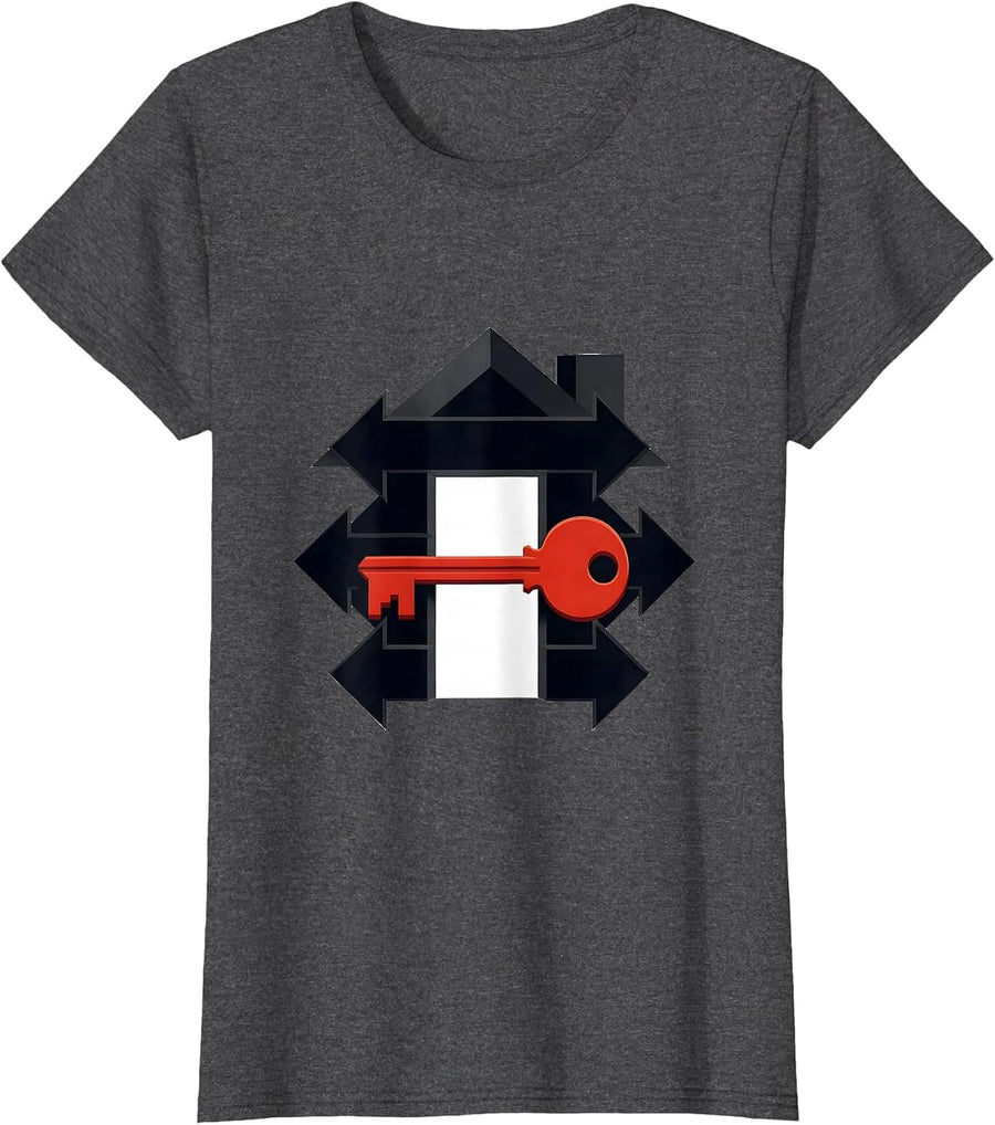 Women's Geometric Realtor Realtor Gift Real Estate Agent Humor T-Shirt - Dark Heather Grey
