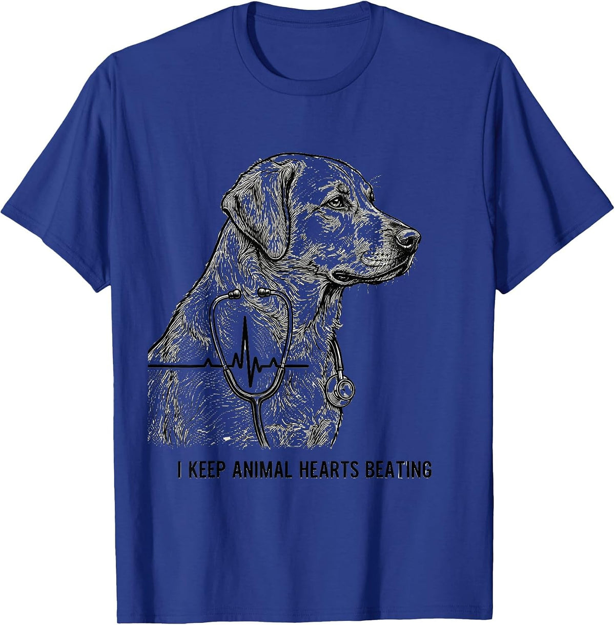 Men's I Keep Animal Hearts Beating Funny Vet Tech Veterinary T-Shirt - Royal Blue