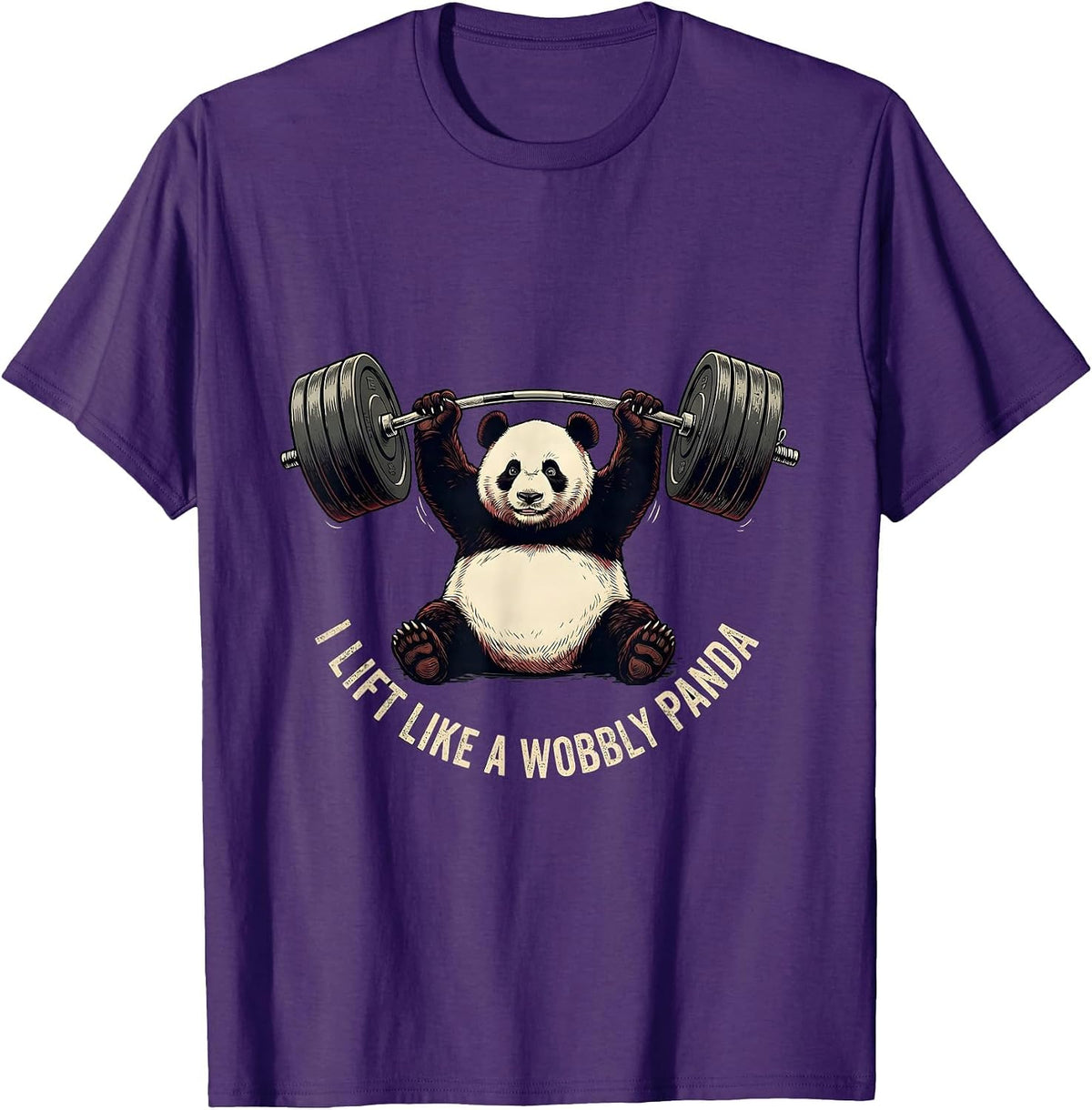 I Lift Like A Wobbly Panda Funny Gym Panda Weightlifting T-Shirt - Purple
