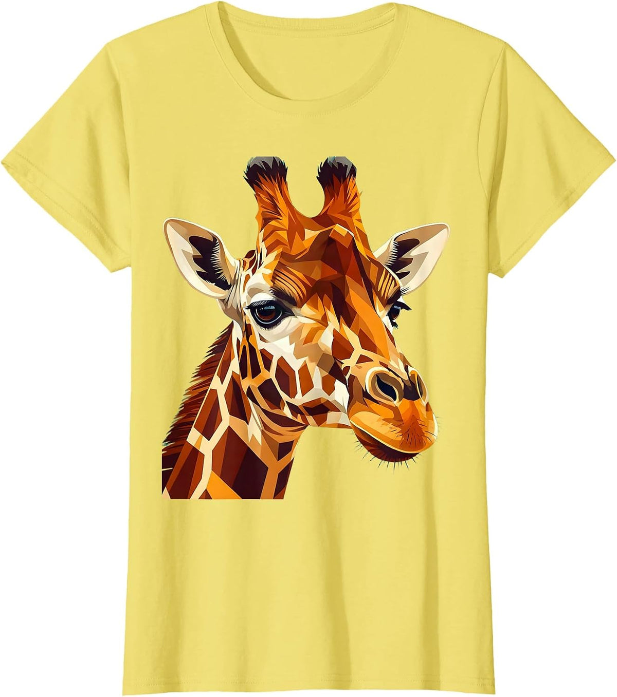 Bold Geometric Giraffe Close-Up Graphic T-Shirt - Lemon Yellow