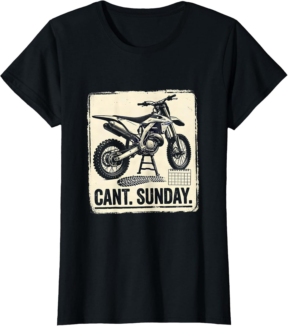 Cant. Sunday Rubber Stamp Dirt Bike Motocross Off-Road Rider T-Shirt - Black