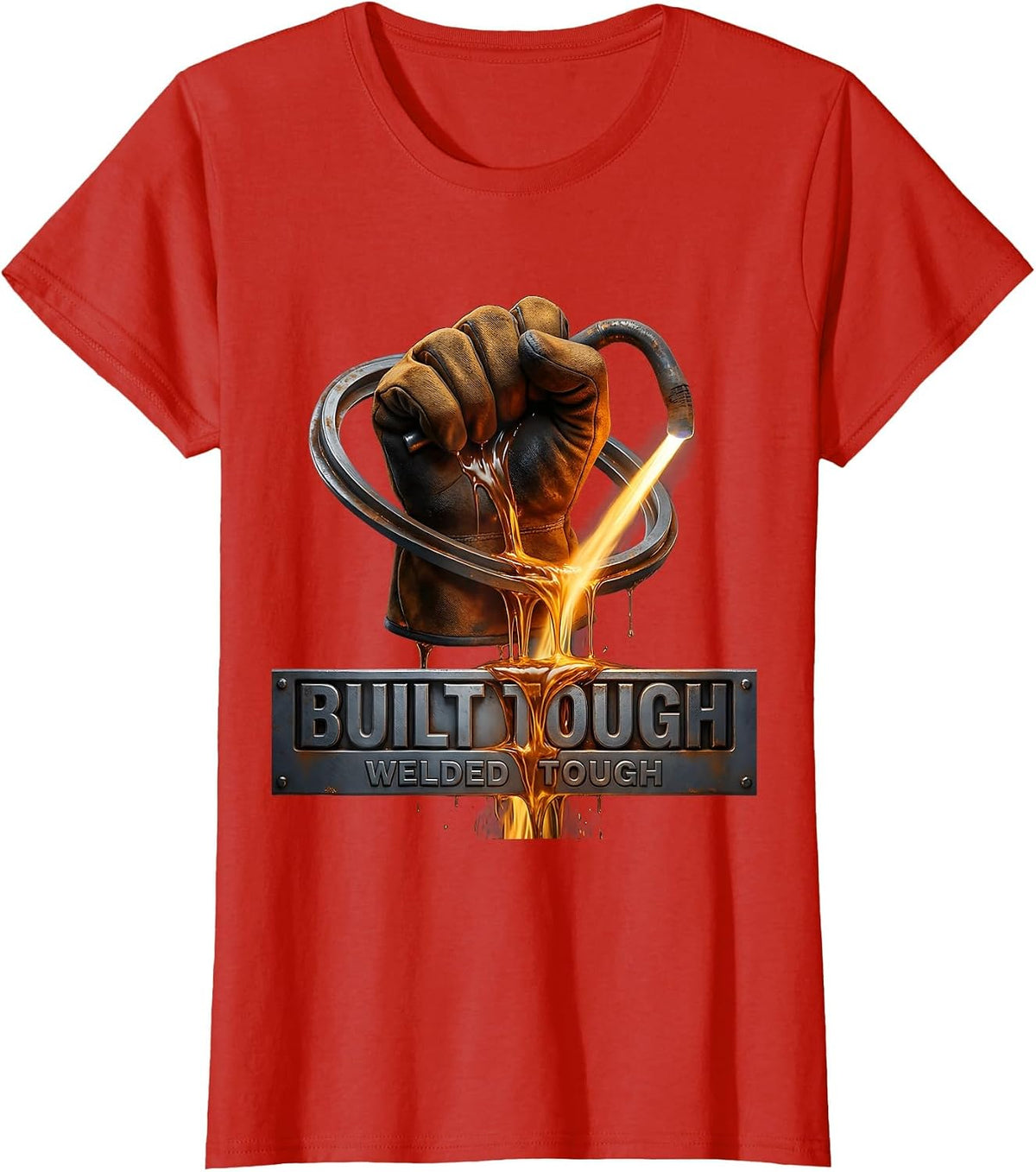 Built Tough Welded Tough Welder Pride Design T-Shirt - Red