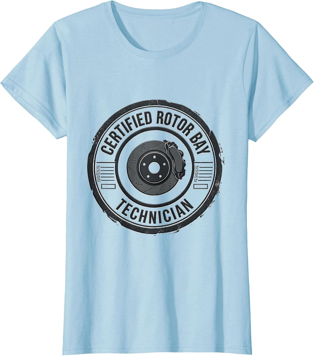 Certified Rotor Bay Technician Funny Car Guy Mechanic Humor T-Shirt - Baby Blue