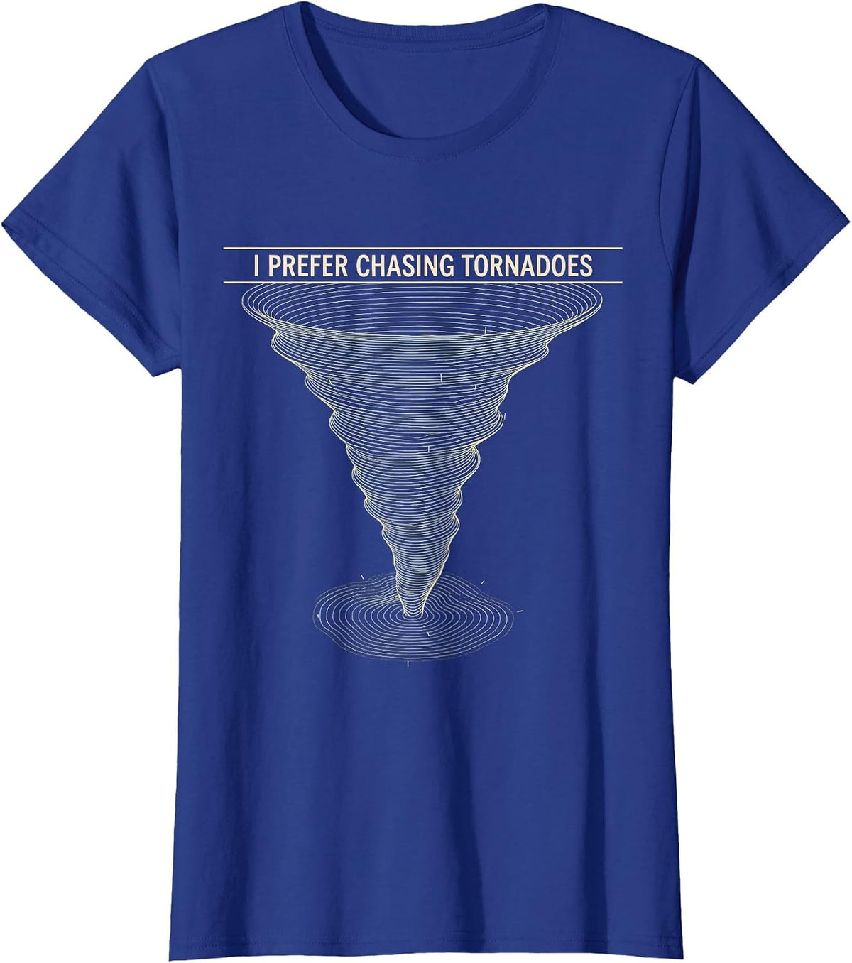 Women's I Prefer Chasing Tornadoes Topographic Contour Storm Chaser T-Shirt - Royal Blue