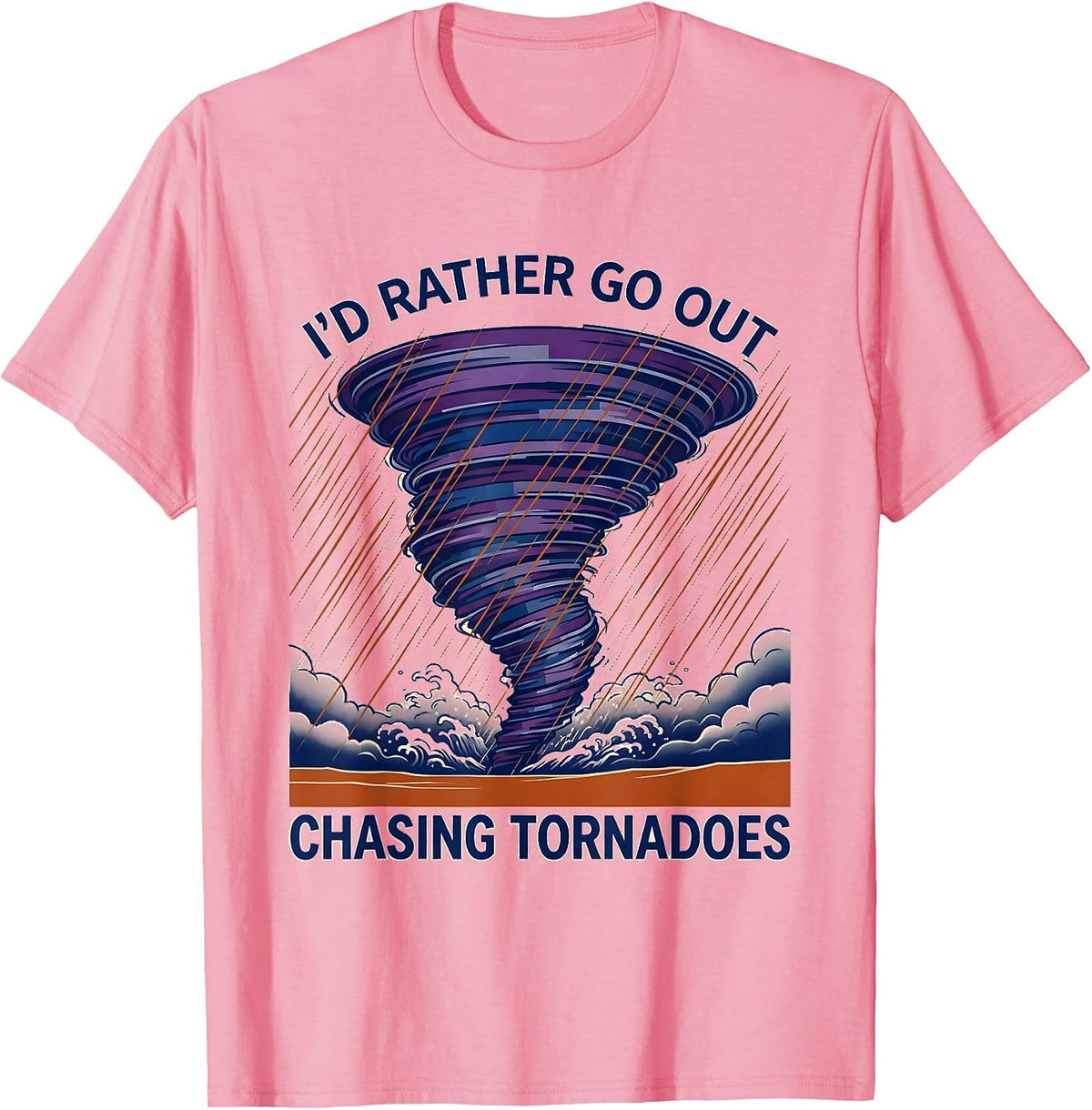 Men's I'd Rather Go Out Chasing Tornadoes Ukiyo-e Storm Chaser T-Shirt - Pink