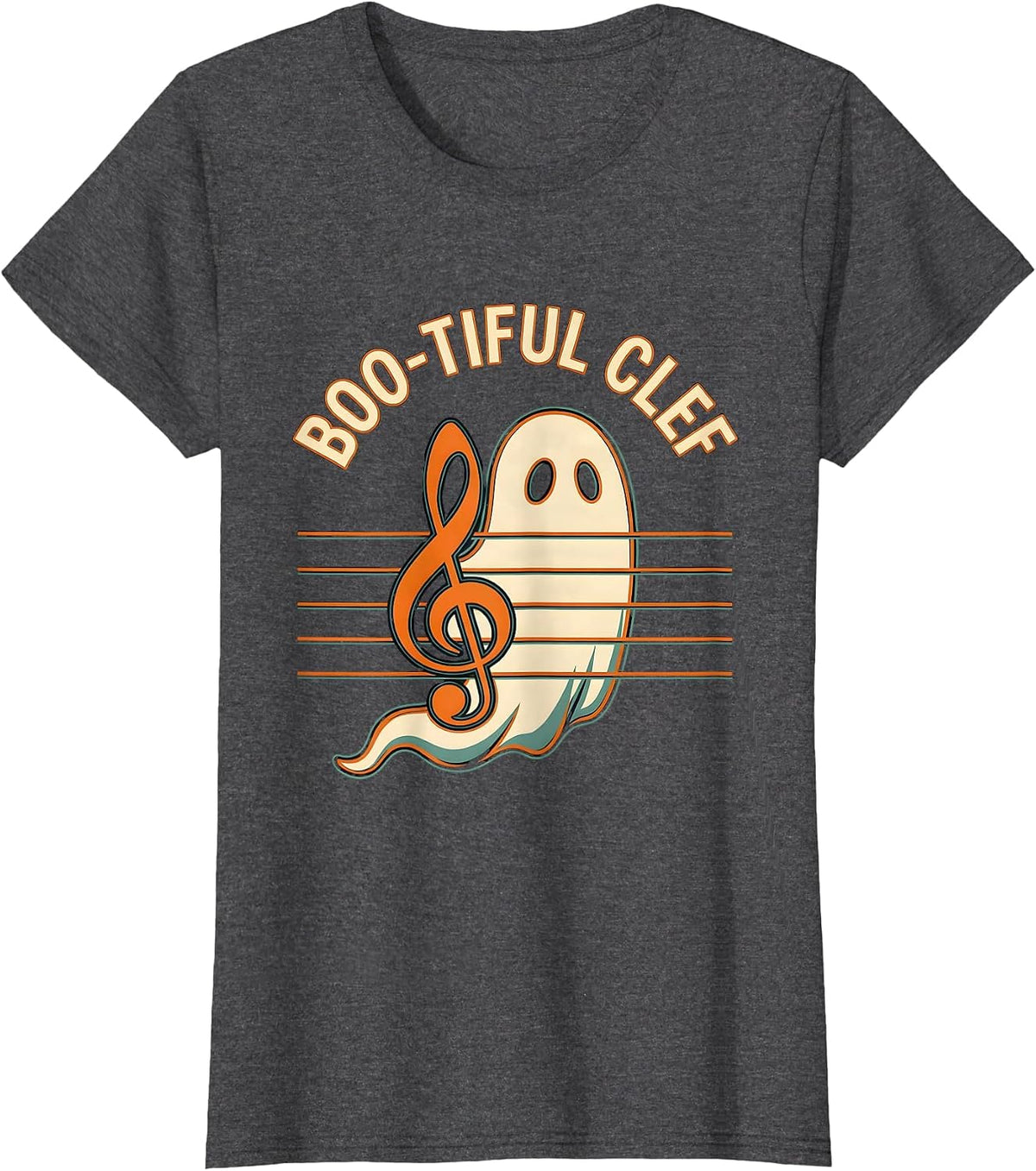 Women's Boo-tiful Clef Funny Music Teacher Halloween Costume T-Shirt - Dark Heather Grey